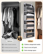 ULG 1 Pack Small Over Door Organizer with 4 Large Pockets 8 Mesh Side Pockets, Hanging Storage Organizer with Clear Window Ki