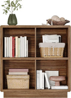 ChooChoo 4 Cube Storage Organizer, Wooden Bookcase with Storage, Cube Storage Bookshelf for Bedroom and Home Office, Brown Wa