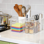 Citylife 7.8 QT 6 Pack Small Storage Bins Plastic Storage Container Stackable Box with Lids for Organizing, Clear White