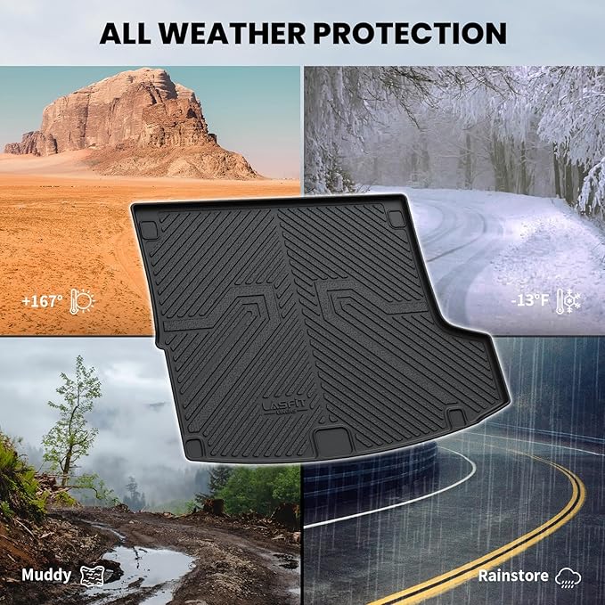 LASFIT Trunk Mat for Acura RDX 2019-2026, All Weather TPE Cargo Mats Custom Fit 2025 RDX Cargo Liner & Rear Trunk Liner, Black, Easy to Clean