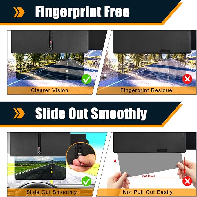 Veharvim Sun Visor Extender for Car (Polarized, Zipper Slider& Prevents Fingerprints, UV400, PC Lens), Visor Extender Attachment for Car Visor, Anti-Glare for Safe Driving (Passenger Side)