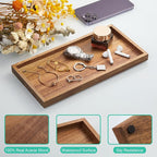 ALELION 11.7" Bathroom Vanity Tray for Counter - Acacia Wood Decorative Tray for Toilet Tank Makeup Perfume Jewelry Catchall 