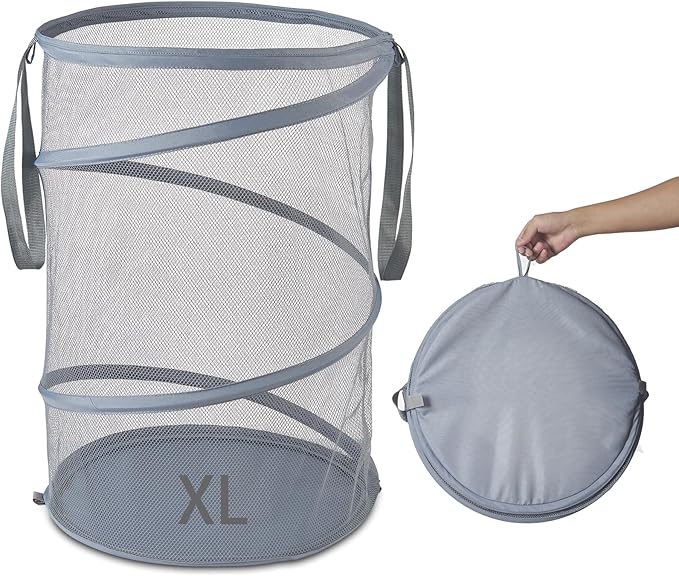 Seiritex Mesh Popup Laundry Hamper 115L Collapsible Laundry Basket Extra Large Capacity Foldable Clothing Storage Basket with