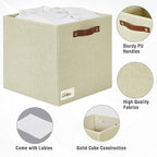 Bagnizer Collapsible Fabric Storage Cube Bins with 2 Reinforced PU Handles, Foldable Storage Organizer Baskets for Closet, Sh