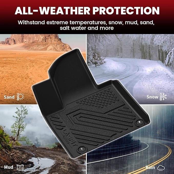 LASFIT Floor Mats & Backrest Mats & Cargo Mat for Kia Sorento 2026 2025 2024 2023 2022 2021 (Not Fit for Hybrid & PHEV) All Weather TPE Custom Fit Floor Liners Full Set Car Mats Acessoires, Black
