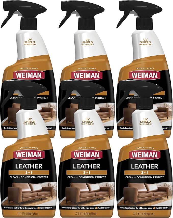 Weiman Leather Cleaner & Conditioner - Cleans, Restores & Protects Leather, UV Protection Prevent Cracking & Fading, For Car 