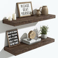 Vivelove Elm Floating Shelves for Wall Solid Wood, 24 Inches Long Rustic Wall Shelf With Invisible Bracket for Living Room Be