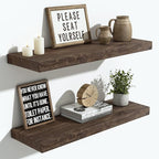Vivelove Elm Floating Shelves for Wall Solid Wood, 24 Inches Long Rustic Wall Shelf With Invisible Bracket for Living Room Be