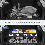 Femuar Car Trunk Organizer, Cow Print, Vintage Style, 52L Capacity, 4 Compartments, Waterproof, Non-Slip, Collapsible, 22.5D x