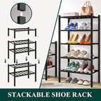 Smiry Shoe Rack, 3 Tier Small Bamboo Shoe Organizer, Stackable Free Standing Wooden Shoe Storage Shelf for Closet, Entryway, 