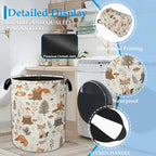 Woodland Fox Laundry Basket Collapsible Laundry Hamper, Oxford Cloth Storage Bin for Room/Bathroom/Bedroom/Dormitories 16" X 