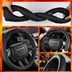 Heated Steering Wheel Cover - WARMITORY Luxury Steering Wheel Heater, 12V Quick Hand Warmer, 14.5-15 inches (Leatheret PU) (Jade Black)