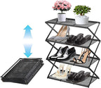 Shoe Rack for Entryway 4 Tier Foldable Shoe Rack Without Assembly Collapsible Metal Shoe Organizer Folding Shoe Storage Rack 