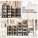 Kitstorack Stackable 16-Tier Shoe Rack for Closet & Entrance - Tall, Narrow, Vertical Shoe Stand - Plastic, Free Standing - I