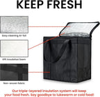 NZ home Insulated Bags for Food Delivery (Medium) Grocery Shopping Cooler Bag, Pizza Delivery, Hot & Cold Catering Tote, Reusable, Foldable & Heavy Duty (2 Pack, Black)