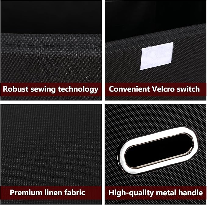 STOREONE Fabric Storage Cube Bins Foldable Organizer Container Collapsible Basket with Lids and Metal Handles, for Home, Bedr