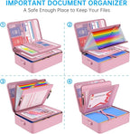 ENGPOW Fireproof File Organizer Bag with 13 Colorful Pockets Accordion File Folder,5200℉ Document Organizer Box with Lock&Lab