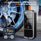 Tire Inflator Portable Air Compressor, 6000mAh Air Pump for Car Tires 160 PSI Portable Air Pump with Tire Gauge Pressure & LED Light & Auto Shut-Off Cordless Bike Pump for Car, Motor, Bike, Ball