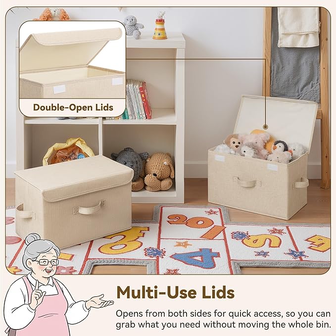 GRANNY SAYS Stoarge Basket with Lid, Decorative Storage Boxes, Closet Storage Bins for Clothes, Collapsible Stackable Organiz