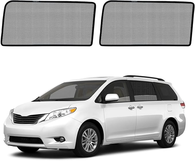 Sienna Specific Side Window Sun Shades, 2013-2018 Rear Vehicle Interior Shade for Baby Mesh Covers, Breathable, UV Protection and Heat Insulation (Sienna (2013-2018), Rear Side-2pcs)