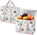 VENO 2 Pack Insulated Cooler Bag Reusable Grocery Shopping Bag, Food Delivery, Heavy Duty, Large Size, Durable Handles, Double Zippers, Lid, Collapsible (Pastel Forest, 2 Pack)