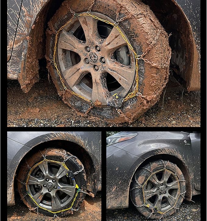 Auto Tightening Snow Chains Tire Chains For Cars Suv Pickup Trucks - Auto Tightening 1 Min Quick Fit AND Easy Installation, R