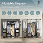 CAPHAUS 67-Inch Heavy-Duty Clothing Rack with Cover, 25MM Steel Tube Portable Closet Wardrobe, 520LB Capacity Metal Frame Clo
