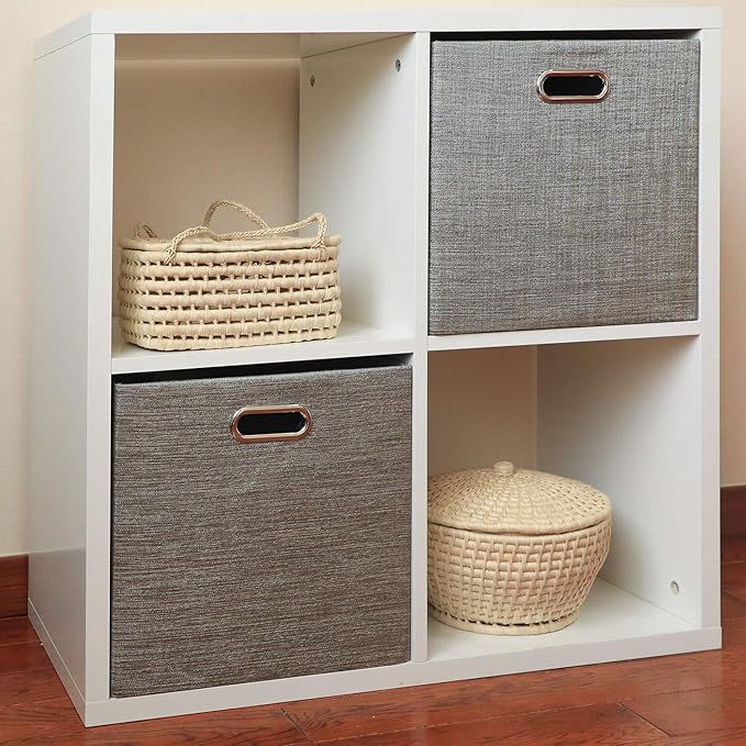 Foldable Storage Bins,13×13 Storage Cubes Basket Containers for Shelf Cabinet Bookcase Boxes,Thick Fabric Drawers - Set of 2,
