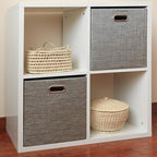 Foldable Storage Bins,13×13 Storage Cubes Basket Containers for Shelf Cabinet Bookcase Boxes,Thick Fabric Drawers - Set of 2,