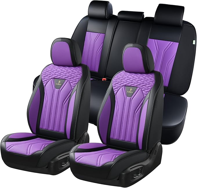 FLORICH Automotive Seat Covers, Seat Covers Full Set, Car Seat Protectors 5 Seats, Purple & Black Automotive Seat Covers Fit 