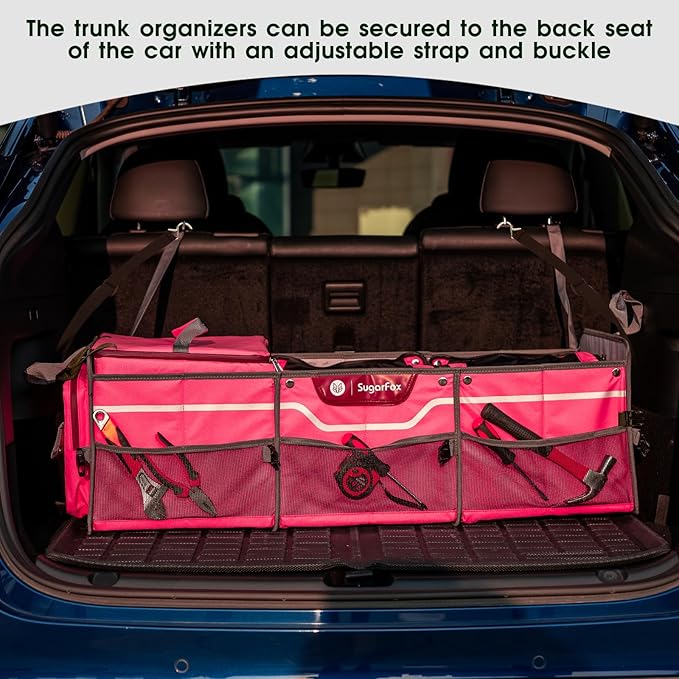 Car Trunk Organizer for SUV, Heavy Duty Waterproof Trunk Organizer, Foldable Collapsible Car Organizer with Cooler,