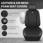 CAR PASS Thick Foam 3D Mesh Leather Car Seat Covers Full Set, Luxury Breathable Premuim Faux Leather Automotive Seat Covers, 