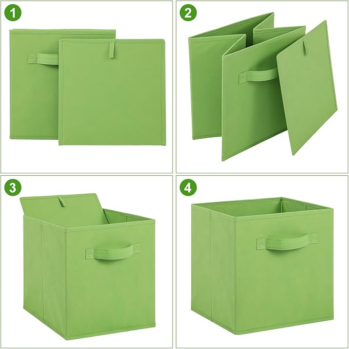 Stero Fabric Storage Bins 6 Pack Fun Colored Durable Storage Cubes with Fabric Handles Foldable Cube Baskets for Home, Kids R
