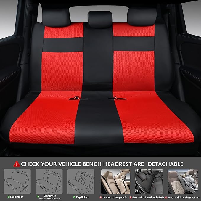 CAR PASS Leather 3D Foam Back Support Car Seat Covers Full Set Air Mesh Automotive Seat Covers, All Season Car Seat Cover Fit