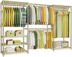 Ulif E1 Heavy Duty Closet Garment Rack, 6 Tiers Adjustable Metal Freestanding Expandable Clothing Storage with 4 Hanger Rods,