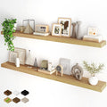 Fun Memories 66 Inch Fireplace Mantel - Long Floating Shelf, Wall Mounted Farmhouse Display with Invisible Heavy Duty Metal B