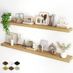 Fun Memories 66 Inch Fireplace Mantel - Long Floating Shelf, Wall Mounted Farmhouse Display with Invisible Heavy Duty Metal B