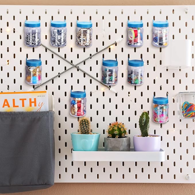 Unittype 20 Set Pegboard Organizer Accessories Peg Boards Jars with Lids Plastic Pegboards Bins Storage Containers Clear Peg 
