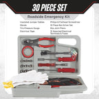Roadside Emergency Car Kit - 30-Piece Road Trip Essentials Tool Set with Jumper Cables and Carrying Case for Car, Truck, or R