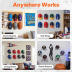 HOUSE DAY Adhesive Hat Hooks for Wall 16 Pack, Strong Hat Rack for Baseball Cap Display Organizer, Hats Holder for Wall, Door