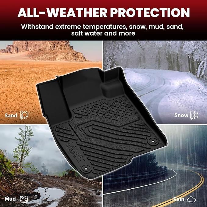 LASFIT Floor Mats for Honda HRV 2026 2025 2024 2023 Sport/LX/EX-L (Gasoline & Hybrid) & for Acura ADX 2025-2026, All Weather TPE Custom Fit HR-V Odorless Anti-Slip Floor Liner, 1st & 2nd Row, Black