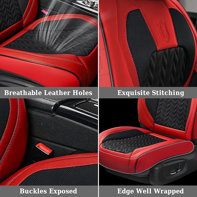 Coverado Car Seat Cover, Front Seat Cover, 2PCS Car Seat Protector, Seat Covers for Cars, Breathable Faux Leather Car Seat Cu