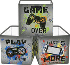Clastyle Video Game Kid Storage Cube Organizer Set Black Gamepad Closet Clothes Cube Storage Bin Nursery Toddler Toy Box Ches