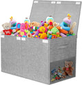 Large Toy Storage Box with Lid Upgraded Toy Chest Organizer with Removable PP Divider Foldable Toy Bin for Kids Boys Girls Li