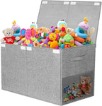Large Toy Storage Box with Lid Upgraded Toy Chest Organizer with Removable PP Divider Foldable Toy Bin for Kids Boys Girls Li