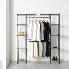 Amazon Basics Expandable Metal Hanging Closet Organizer System with Storage Shelves, Adjustable, Easy to Assemble, 57-80"L x 