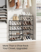 SONGMICS Shoe Rack, 10-Tier Shoe Organizer, Metal Storage Shelf, Upright or Upside Down, for 11-22 Pairs, for Entryway, 11.8 