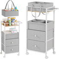 Modanais Baby Diaper Caddy Organizer Cart with Drawers - 3In1 Rolling Storage Cart with Wheels, Removable Diaper Caddy, Detac