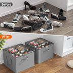Lifewit Shoe Storage Organizer for Closet, Fabric Large Shoe Box Storage Containers with Clear Cover, Foldable Bins for Boots