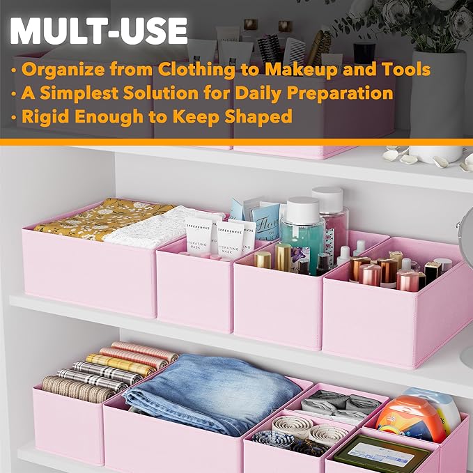 SpaceAid Drawer Organizer Clothes, 12 Pack Dresser Organizer Bins for Nursery, Closet Organization and Storage Dividers for C